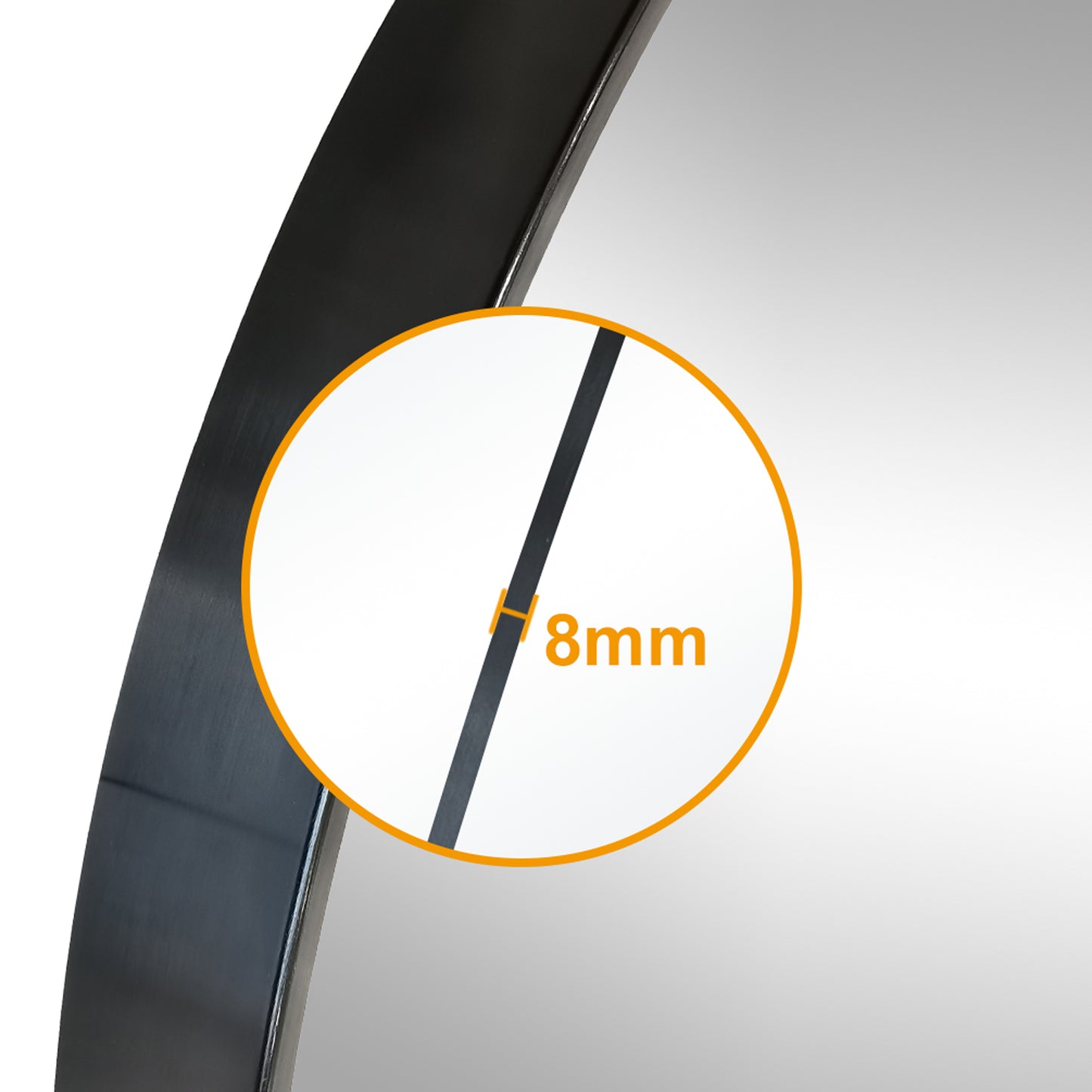 Rund Dekorativer Spiegel mit Aluminiumrahmen,Einfacher Wandspiegel schwarz