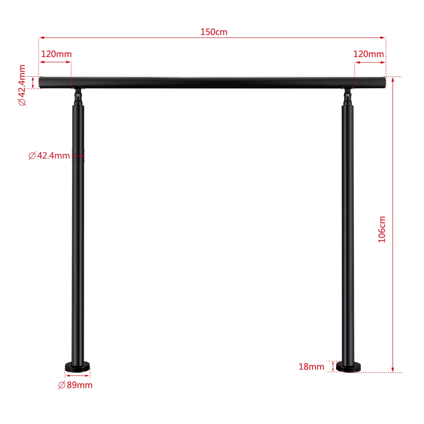 Brüstung Handläufe und Geländersysteme Geländer Treppengeländer Edelstahl Handlauf Balkongeländer Eingangsgeländer Schwarz