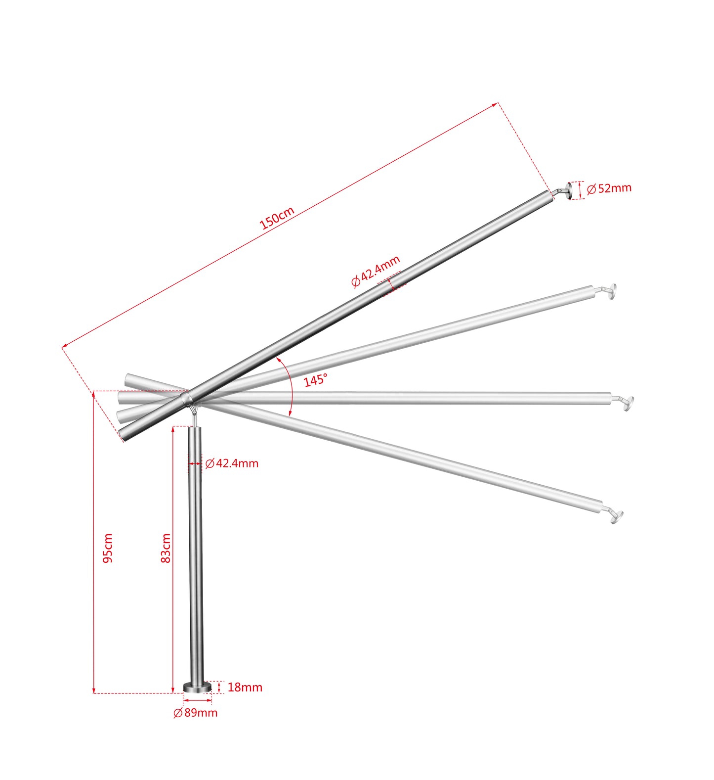 Brüstung Handläufe Geländersysteme Geländer Silber aus Edelstahl 304
