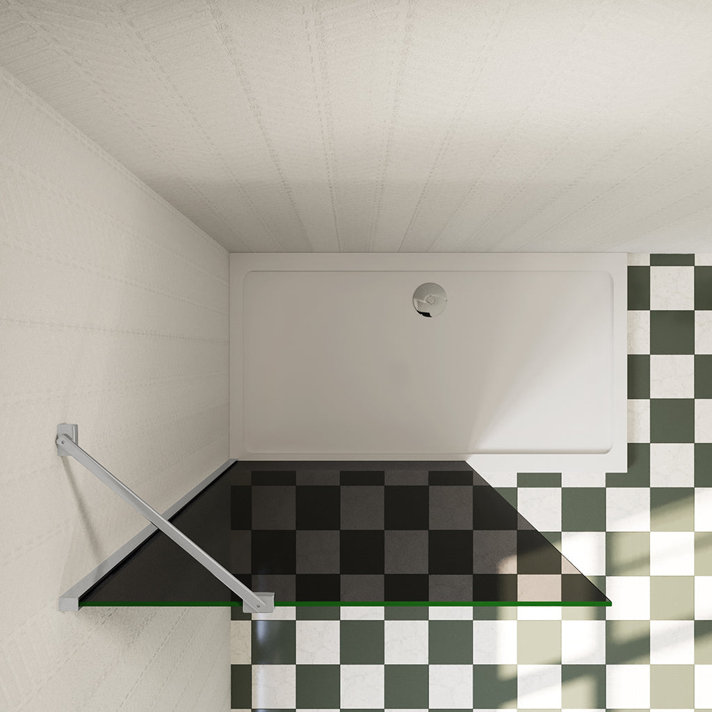 Walk In Duschabtrennung freistehend Duschwand 1000 mm 8mm Glas H.200 cm mit Glasschutzfolie