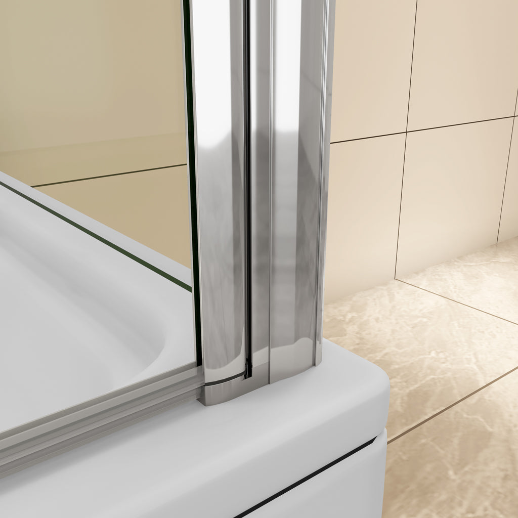 Badewannenfaltwand 120x75 cm Badewannenaufsatz Falttür Stützstange Glas