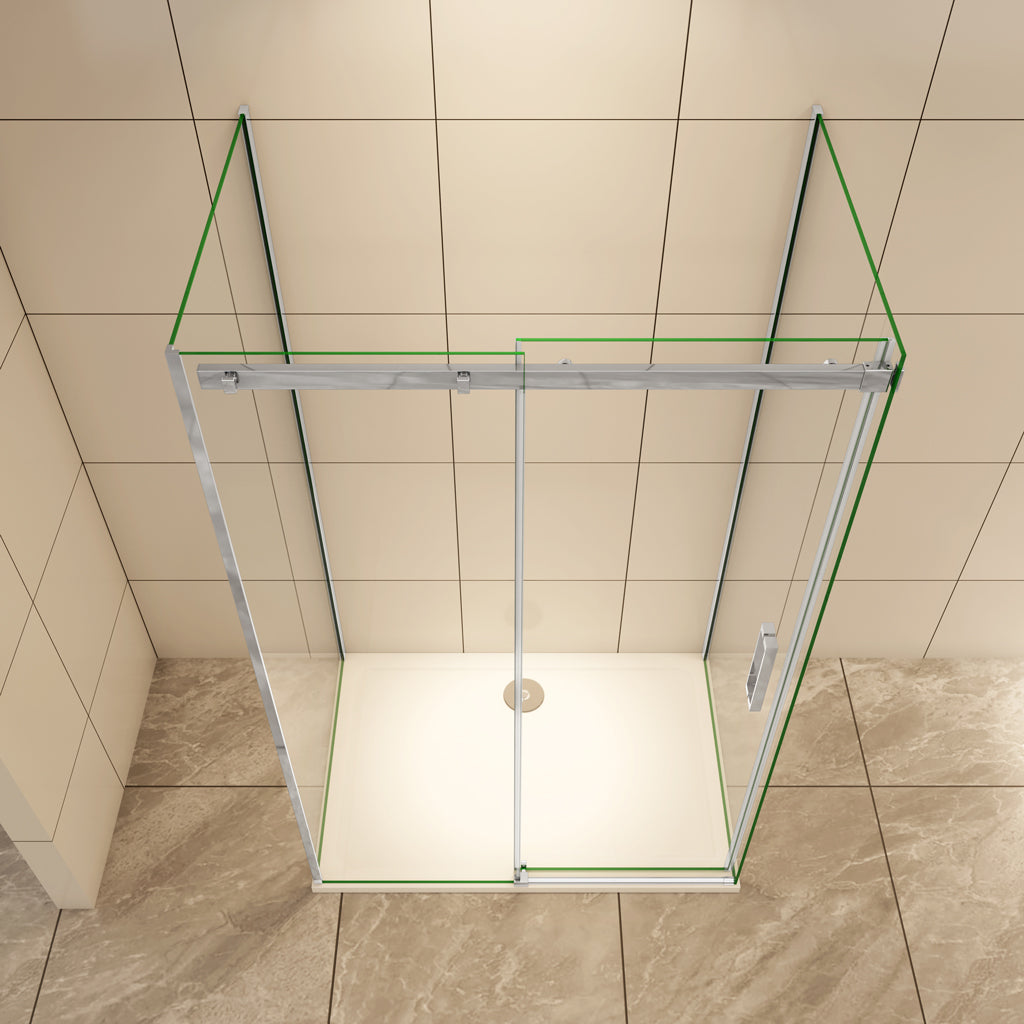 Duschkabine U-Form 160x90 cm Schiebetür 8mm NANO Glas