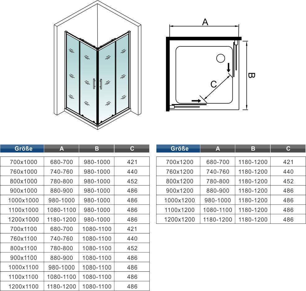 Duschkabine Falttür Drehfalttür Glas
