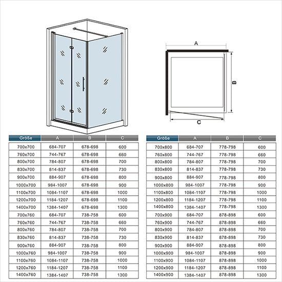 Duschkabine Schwingtür Eckeinstieg Duschabtrennung 195cm Höhe