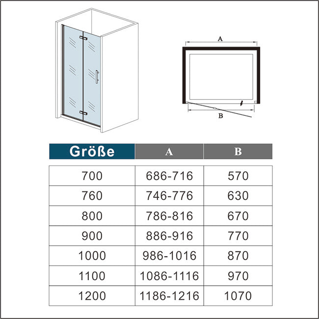 Duschkabine Falttür Drehfalttür Glas