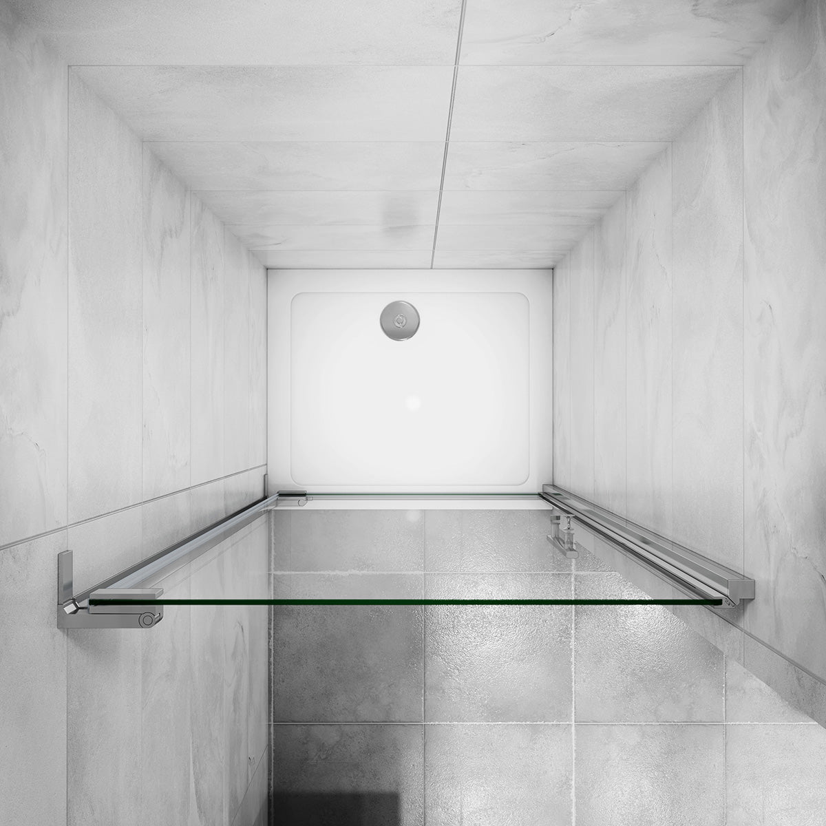 Duschkabine 100 x 185 cm Drehtür in Nische 8mm NANO Glas Dusche