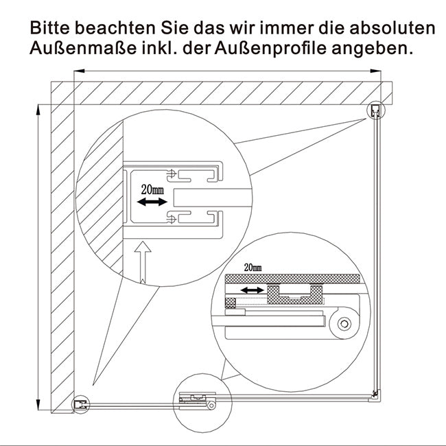 90x90 80x80 Duschkabine Glas