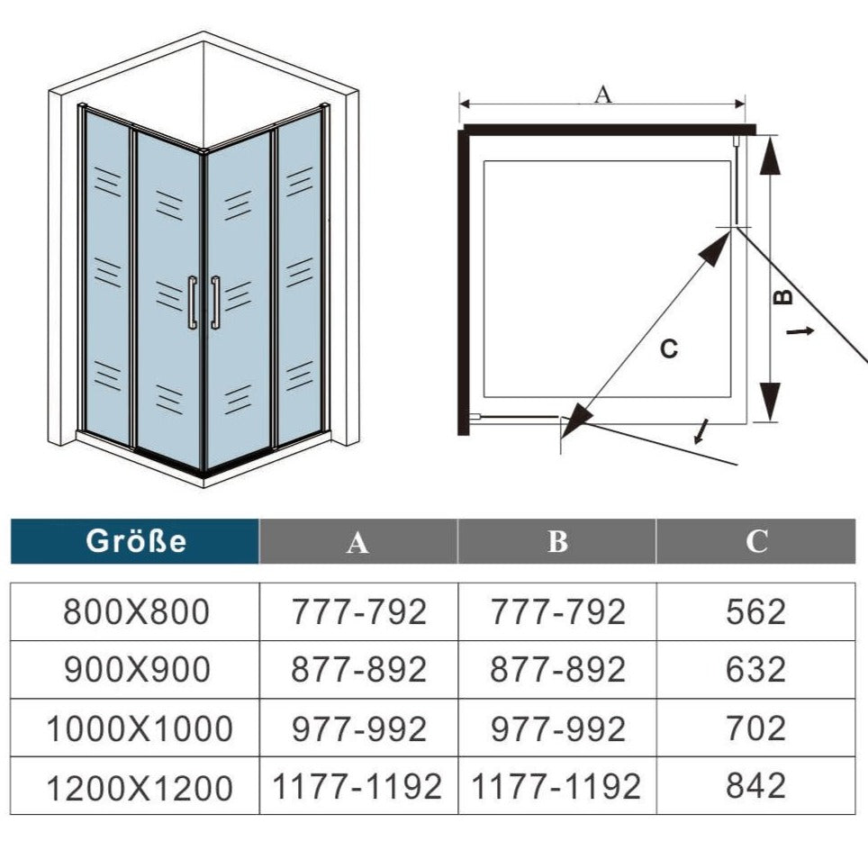 Duschkabine Falttür Drehfalttür Glas