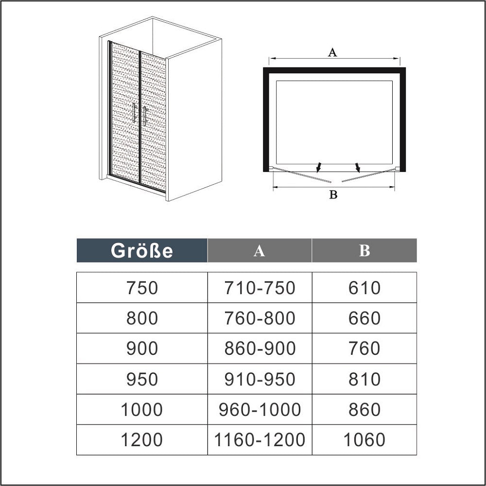 Duschkabine Falttür Drehfalttür Glas