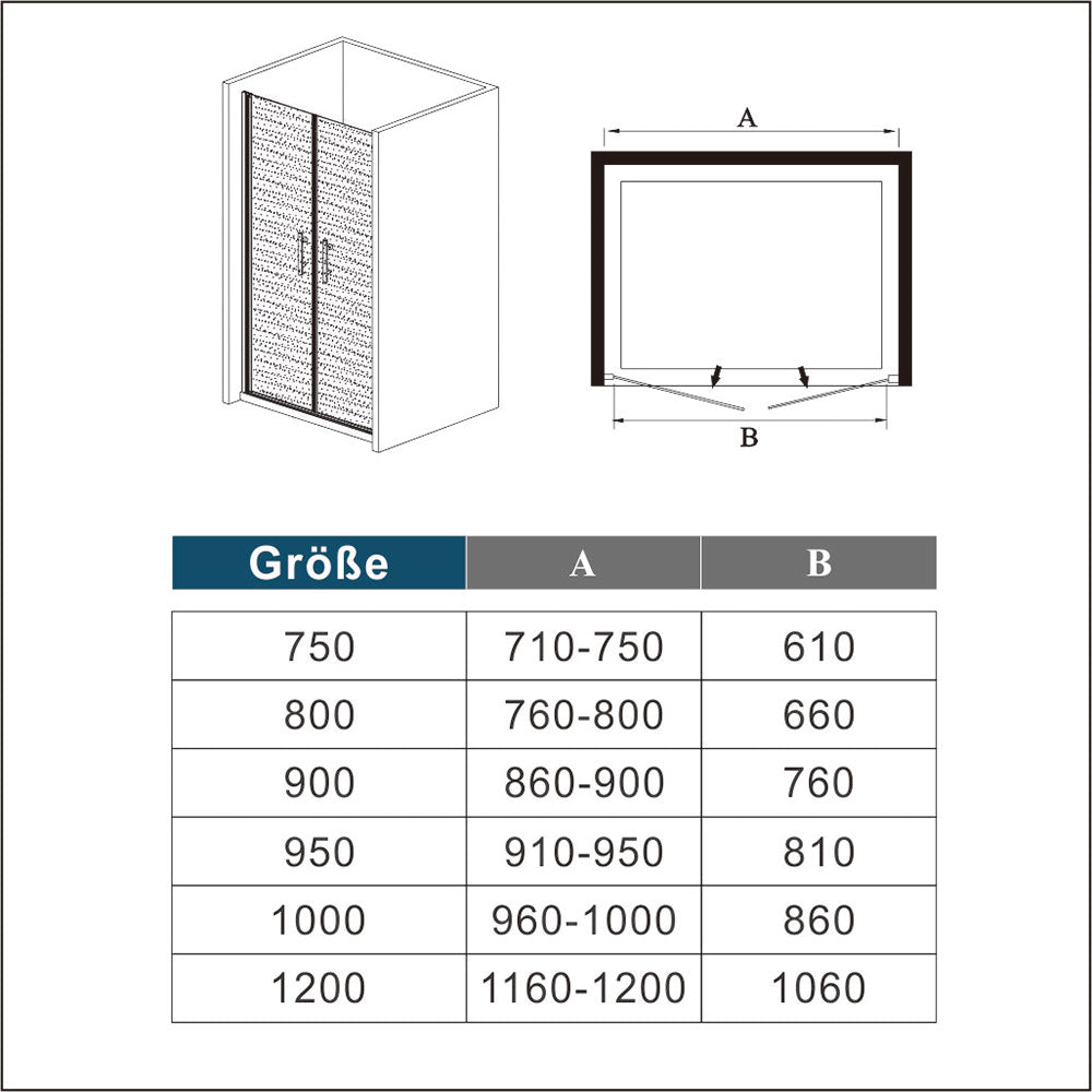 Duschkabine Drehtür Glas Höhe: 195cm
