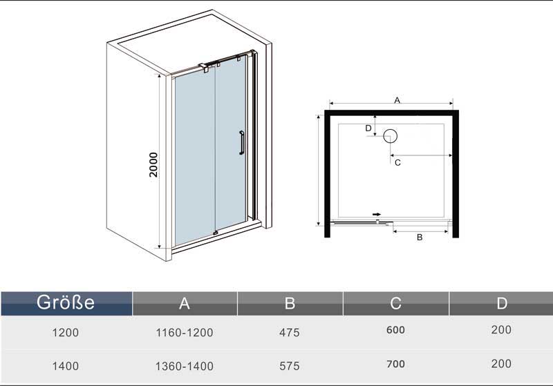 Duschkabine Glas Höhe: 200cm