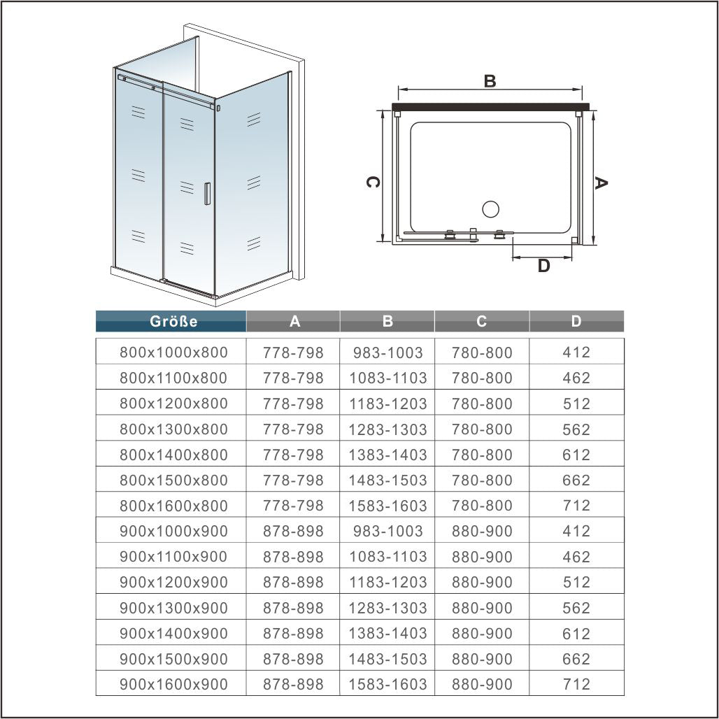 Duschkabine Falttür Drehfalttür Glas