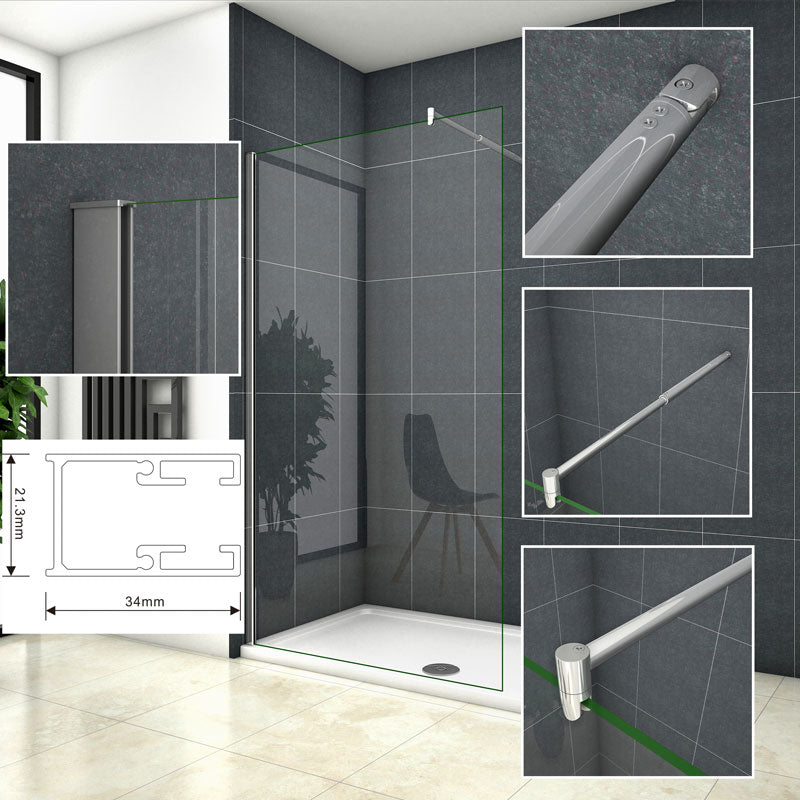 Profil und Stabilisierungsstange nur passend für 200cm Höhe Walk in Duschwand Ohne Glas