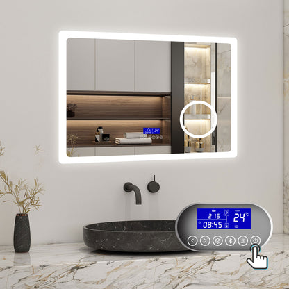 100x60cm LED Badspiegel mit Bluetooth,Touch und 3x Vergrößernder Kosmetikspiegel,Badspiegel mit Beleuchtung,Beschlagfrei,Badezimmerspiegel mit 3 Lichtfarbe 2700-6500K Dimmbar,IP44