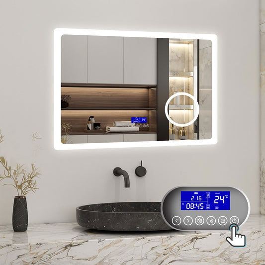 100x60cm LED Badspiegel mit Bluetooth,Touch und 3x Vergrößernder Kosmetikspiegel,Badspiegel mit Beleuchtung,Beschlagfrei,Badezimmerspiegel mit 3 Lichtfarbe 2700-6500K Dimmbar,IP44