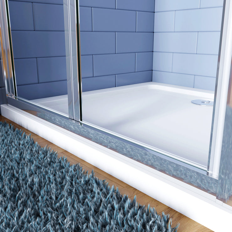 Eckdusche mit Falttür und fester Seitenwand – 185cm in Hochglanz Chrom mit 5mm ESG Klarglas