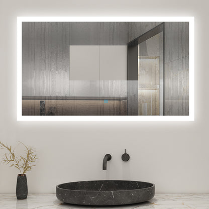 60x50cm LED Badspiegel mit Wandschalter/Touchschalter,Badspiegel mit Beleuchtung,Beschlagfrei,Badezimmerspiegel mit 3 Lichtfarbe 3000-6000K Dimmbar,IP44