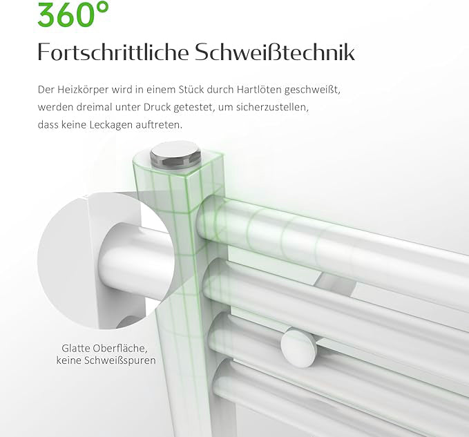 Design Handtuchwärmer Badheizung Handtuchtrockner Badheizkörper Weiss