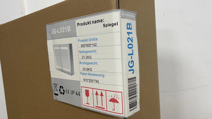 LED Spiegelschrank 80x60cm mit Wand/Touchschalter,Beschlagfrei,3 Lichtfarbe 2700-6500K Dimmbar und Rasier steckdose,Aluminium, Softclose