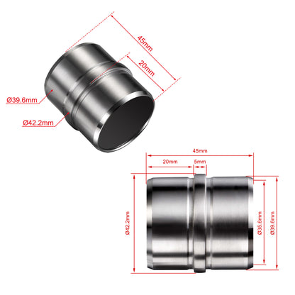 Edelstahl Handlaufverbinder mit Mittelsteg Ø 42,2 mm | Steckfitting & Gerade Rohrverbindung zum Kleben für Treppen- & Wandhandläufe in Silber & Schwarz Matt