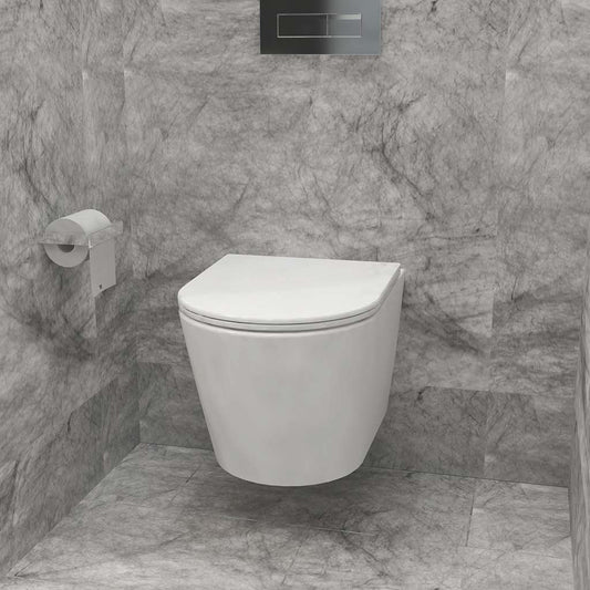 Kompakte wandhängende WC-Toilette 51,8×36,5×35,5cm - Spülrandlos mit Soft-Close
