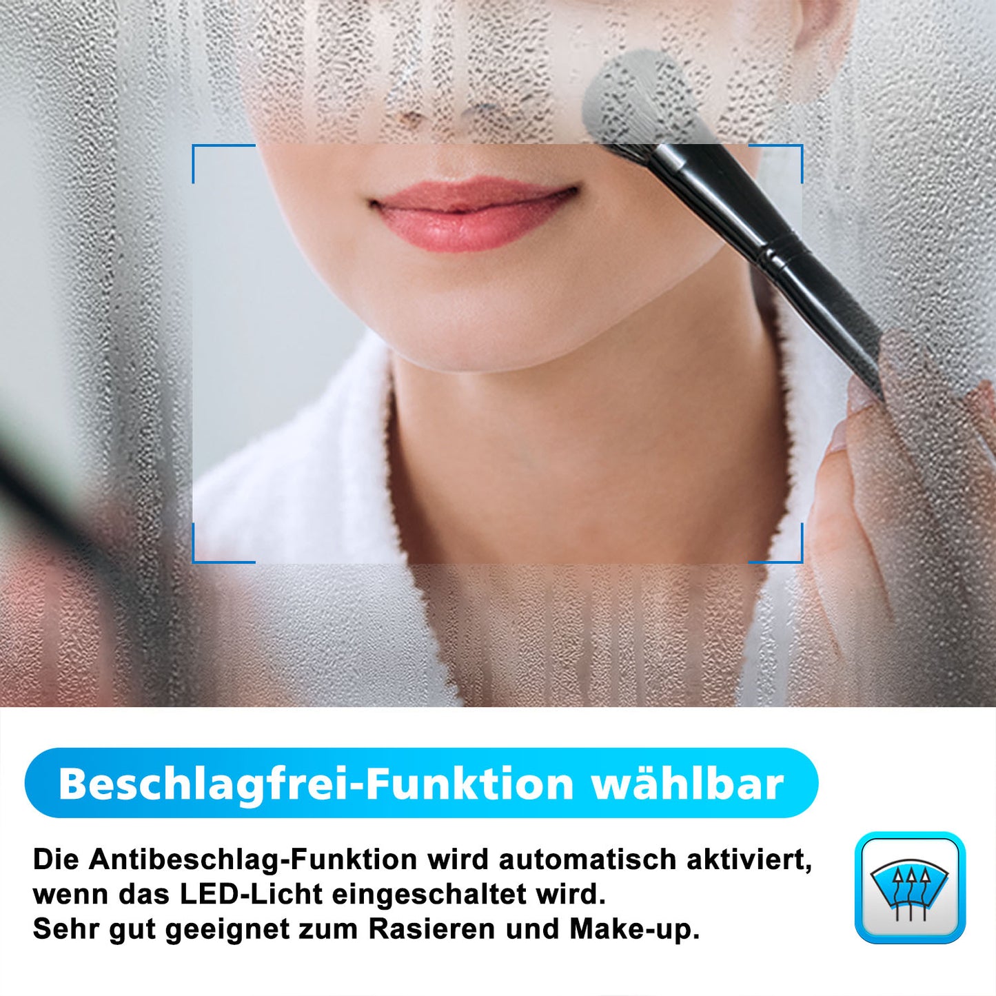 Badspiegel mit Beleuchtung 50x70cm Badezimmerspiegel Lichtspiegel LED Wandspiegel mit Touchschalter Beschlagfrei Kaltweiß,IP44