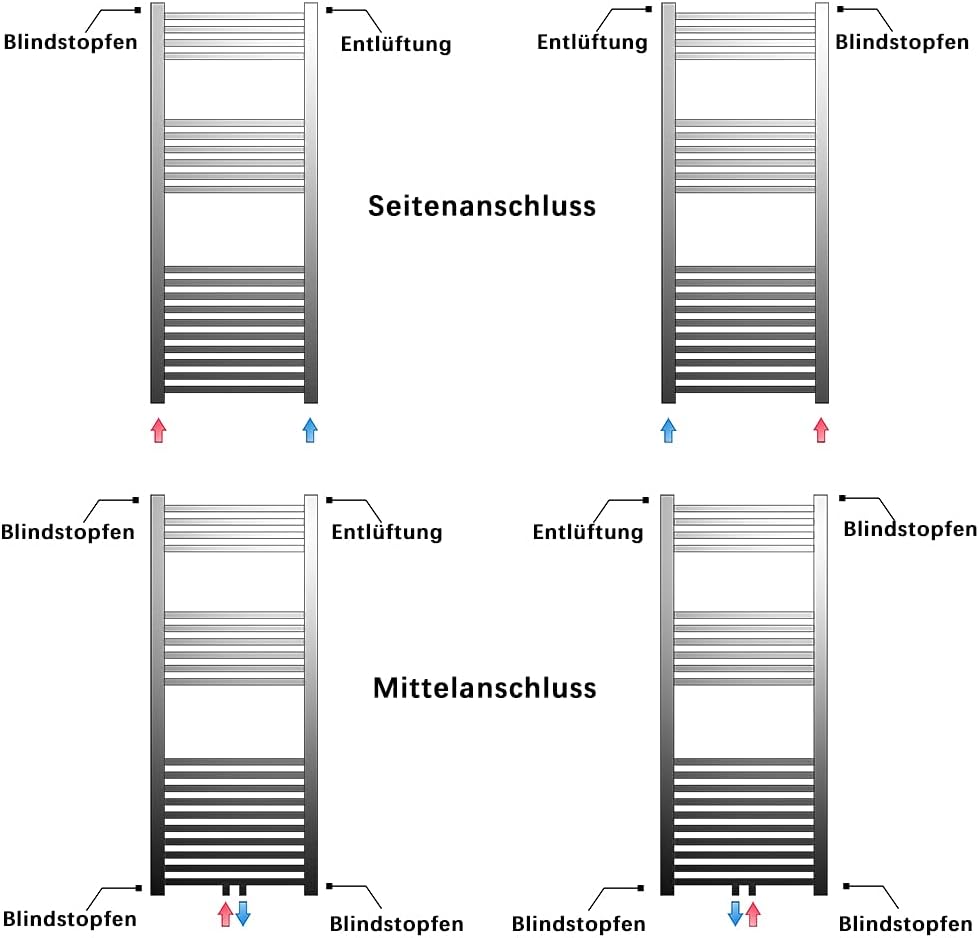 Design Handtuchwärmer Badheizung Handtuchtrockner Badheizkörper Weiss