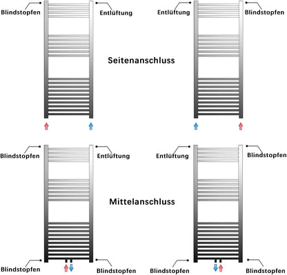 Design Handtuchwärmer Badheizung Handtuchtrockner Badheizkörper Weiss