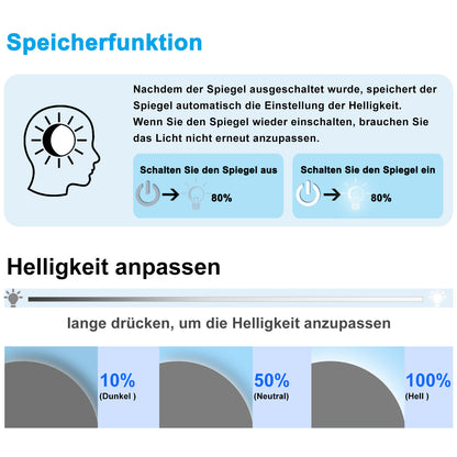 LED Badspiegel Rund 100cm Wand/Touchschalter Beschlagfrei Kaltweiß Dimmbar Badspiegel mit Beleuchtung Badezimmerspiegel Lichtspiegel IP44