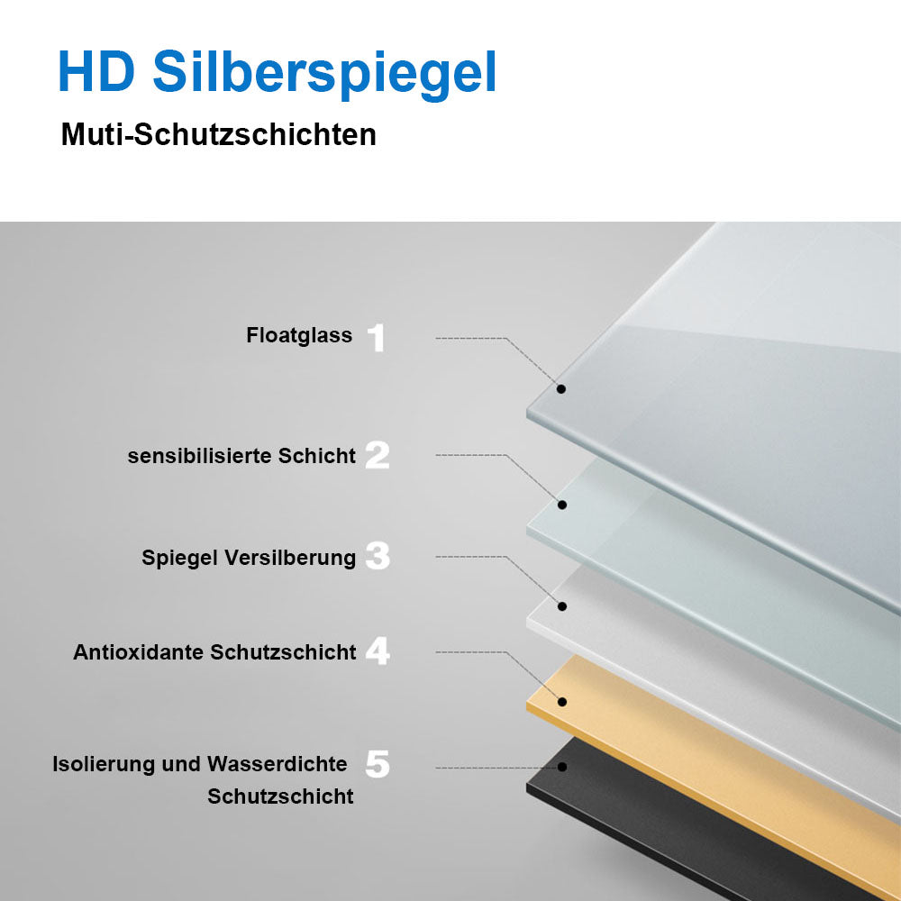 120x70cm LED Badspiegel mit Wandschalter/Touchschalter,Badspiegel mit Beleuchtung,Beschlagfrei,Badezimmerspiegel mit 3 Lichtfarbe 2700-6500K Dimmbar,IP44