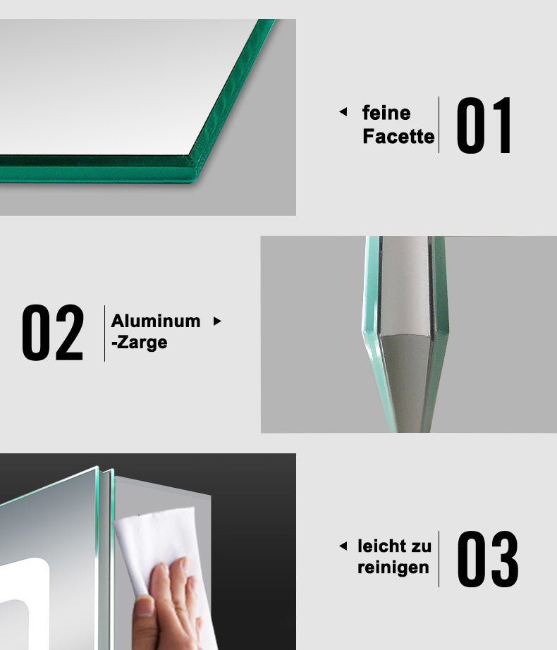 LED Spiegelschrank 60x80cm mit Wand/Touchschalter,Beschlagfrei,3 Lichtfarbe 2700-6500K Dimmbar und Rasier steckdose,Aluminium, Softclose