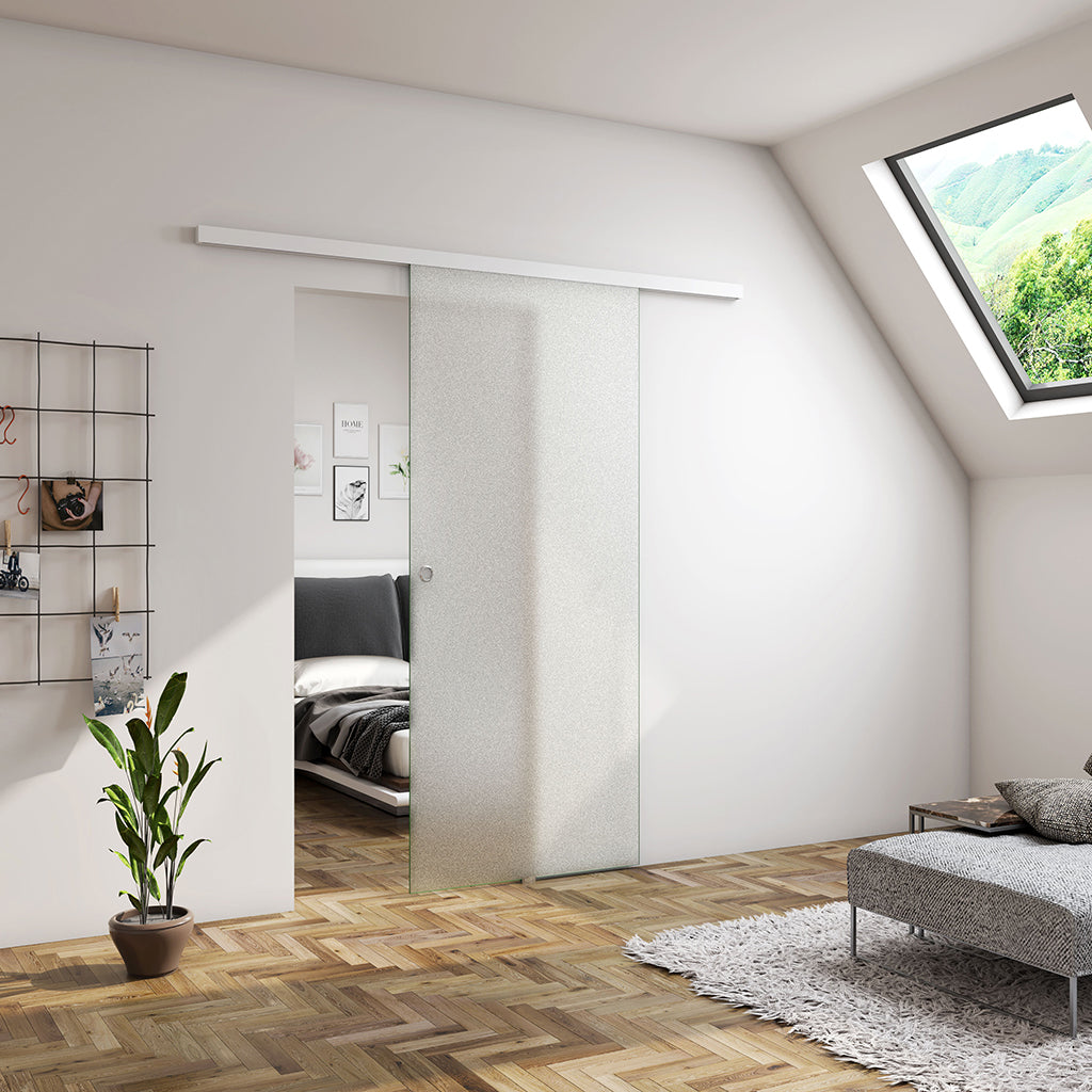 Schiebetür vor der wand laufend Schiebetürsysteme mit verdeckter Glas H.225 cm