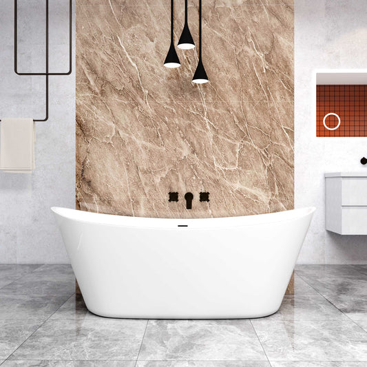 Freistehende Badewanne Acrylwanne Wanne Standbadewanne 170x72 cm weiß inkl. Ab-/Überlauf