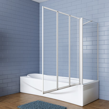 Badewannenaufsatz mit Seitenwand 3 teilig Faltbar Duschabtrennung Duschwand für Badewanne 4mm Glas 120+70 H.140 cm