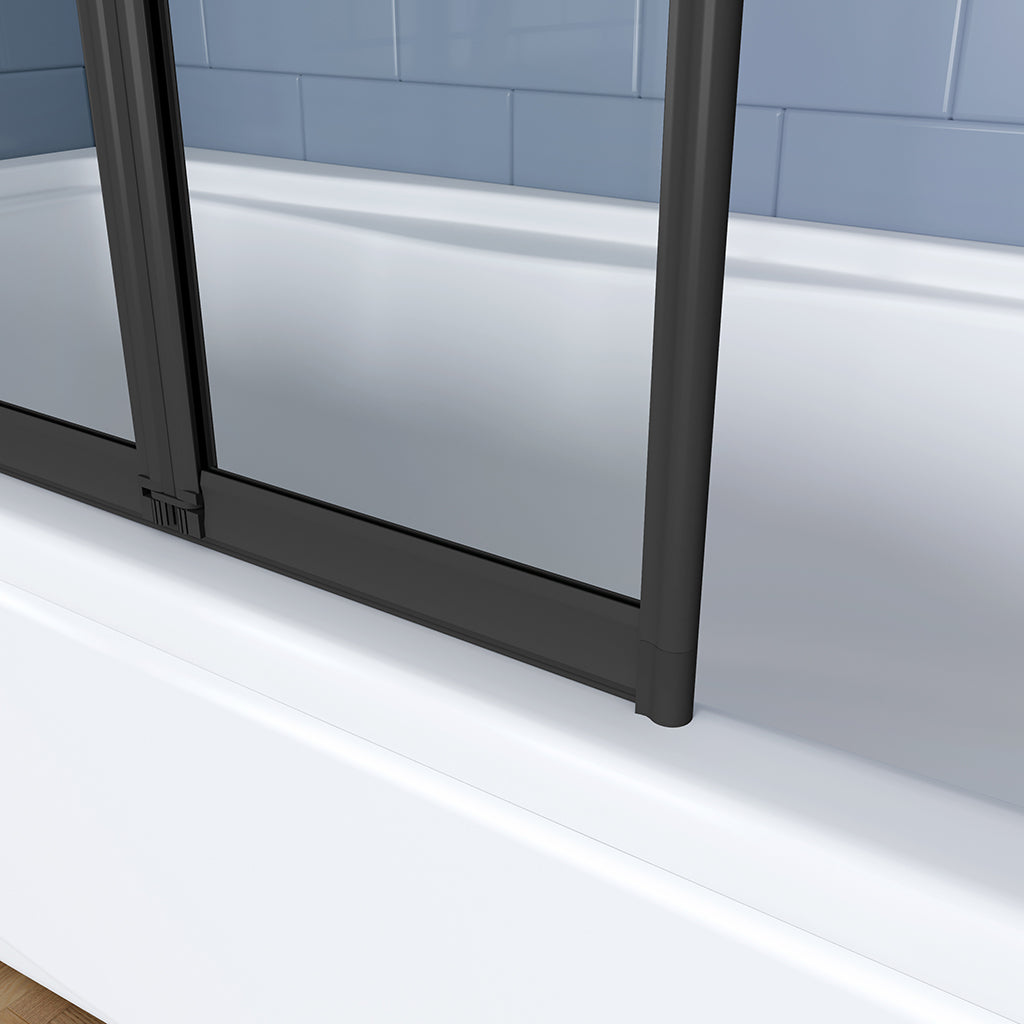 B.120 x H.140 cm 4mm ESG Glas Badewannenaufsatz Duschabtrennung 5-teilig schwarz