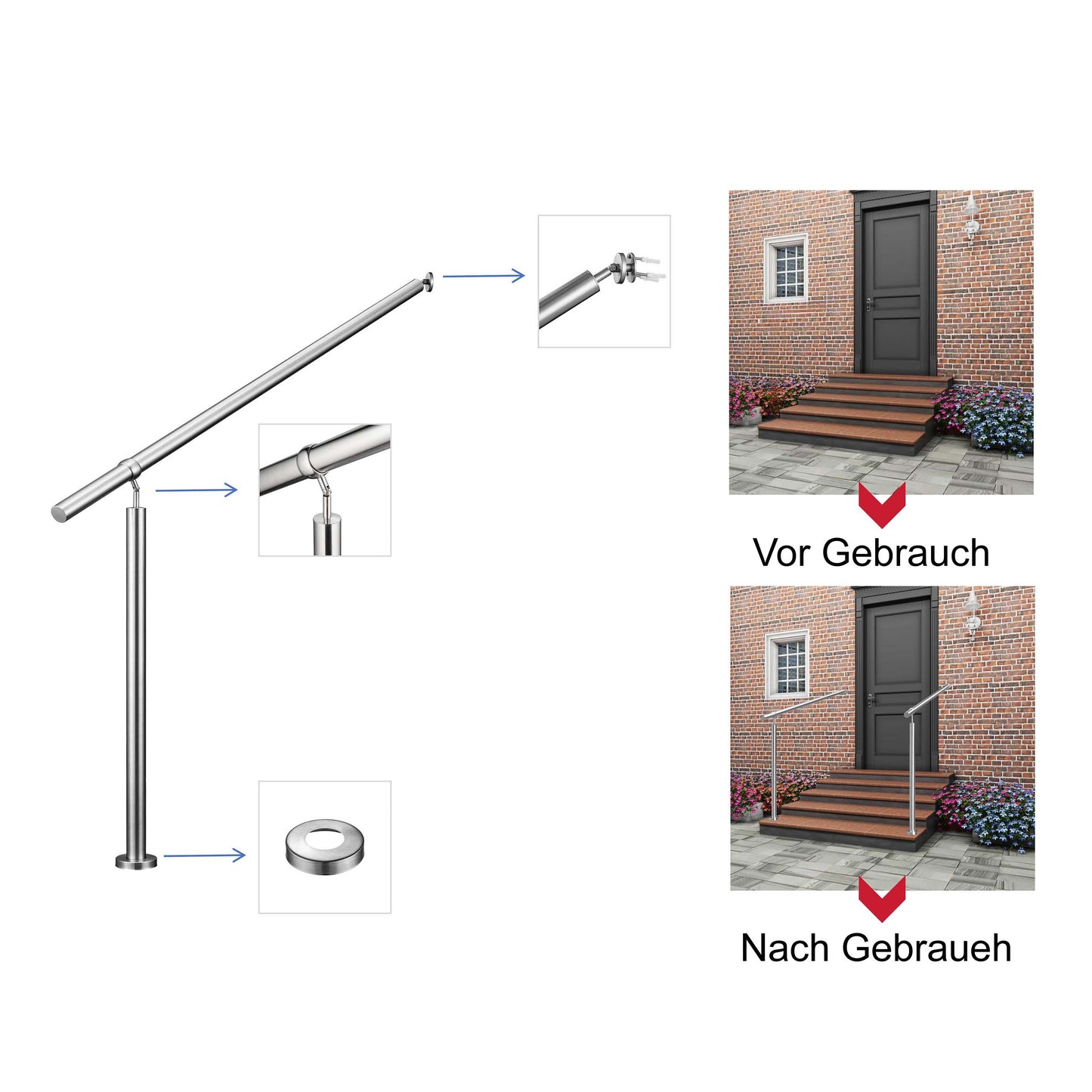 Brüstung Handläufe Geländersysteme Geländer Silber aus Edelstahl 304