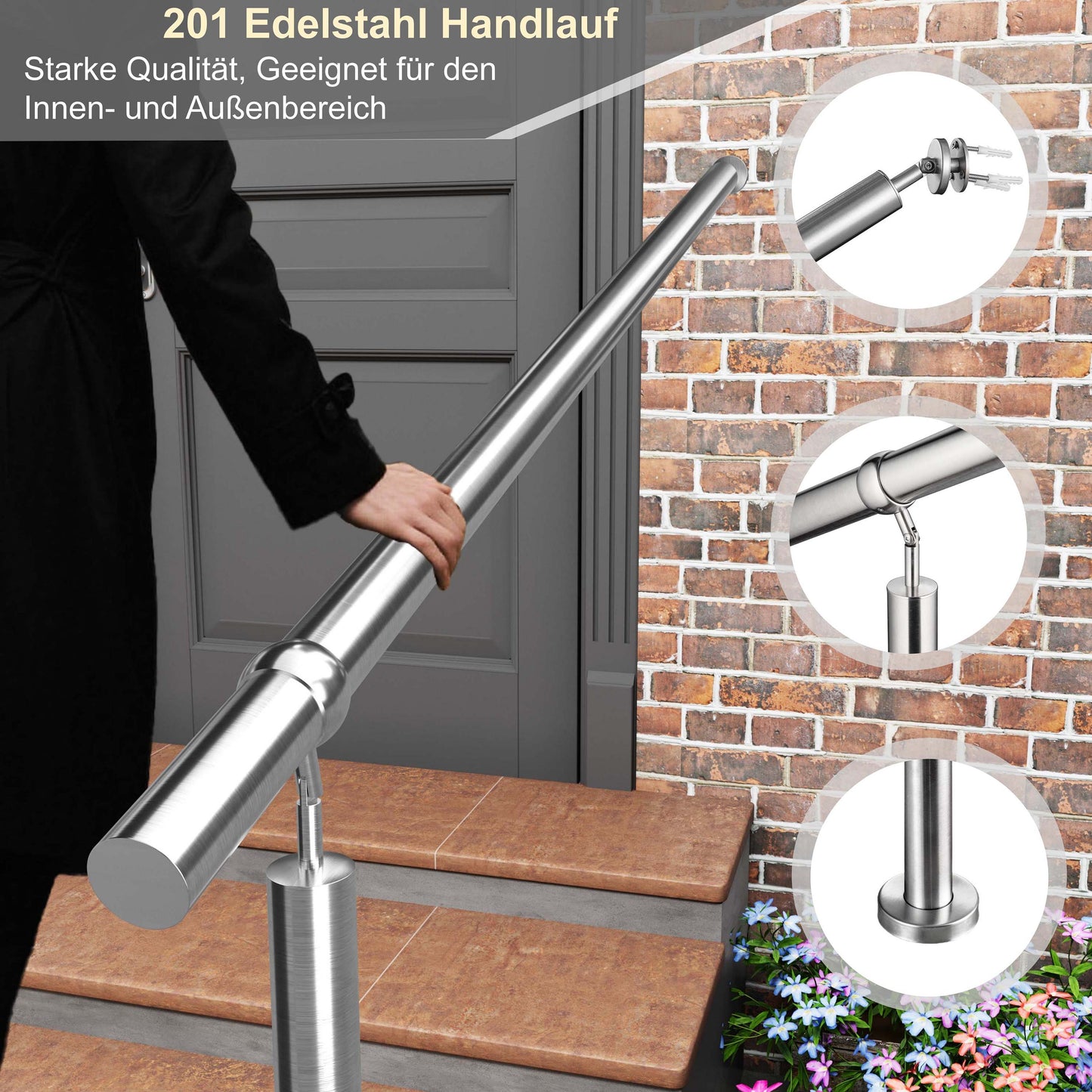 Brüstung Handläufe Geländersysteme Geländer Silber aus Edelstahl 304