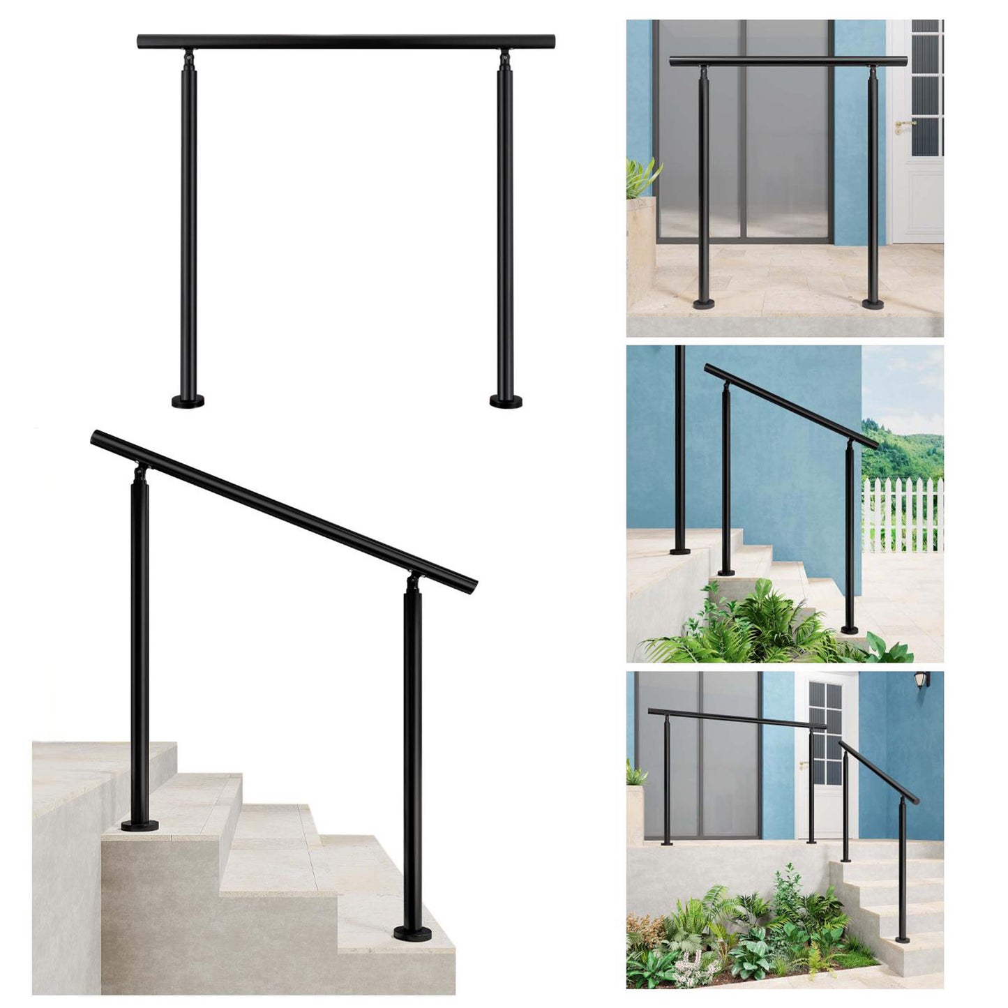 Brüstung Handläufe und Geländersysteme Geländer Treppengeländer Edelstahl Handlauf Balkongeländer Eingangsgeländer Schwarz