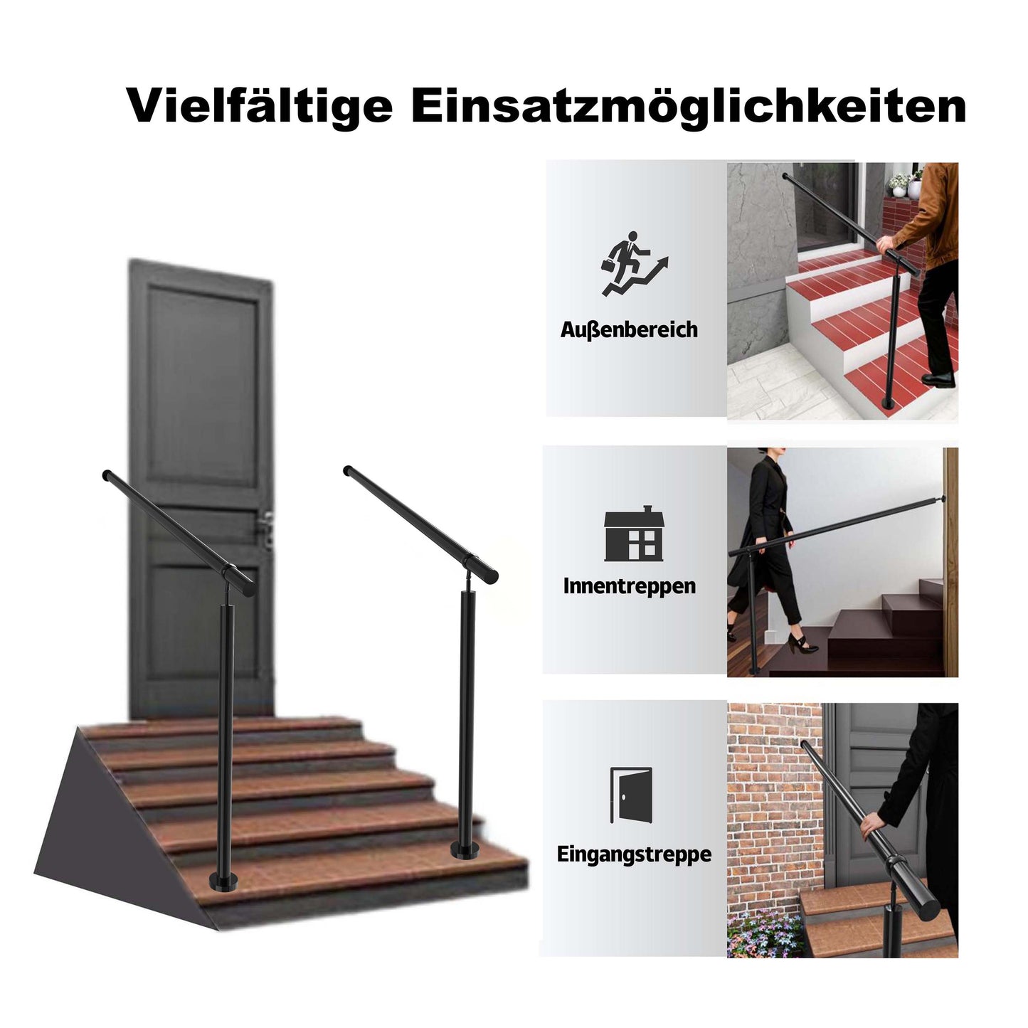 Brüstung Handläufe Geländersysteme Geländer Schwarz aus Edelstahl 304