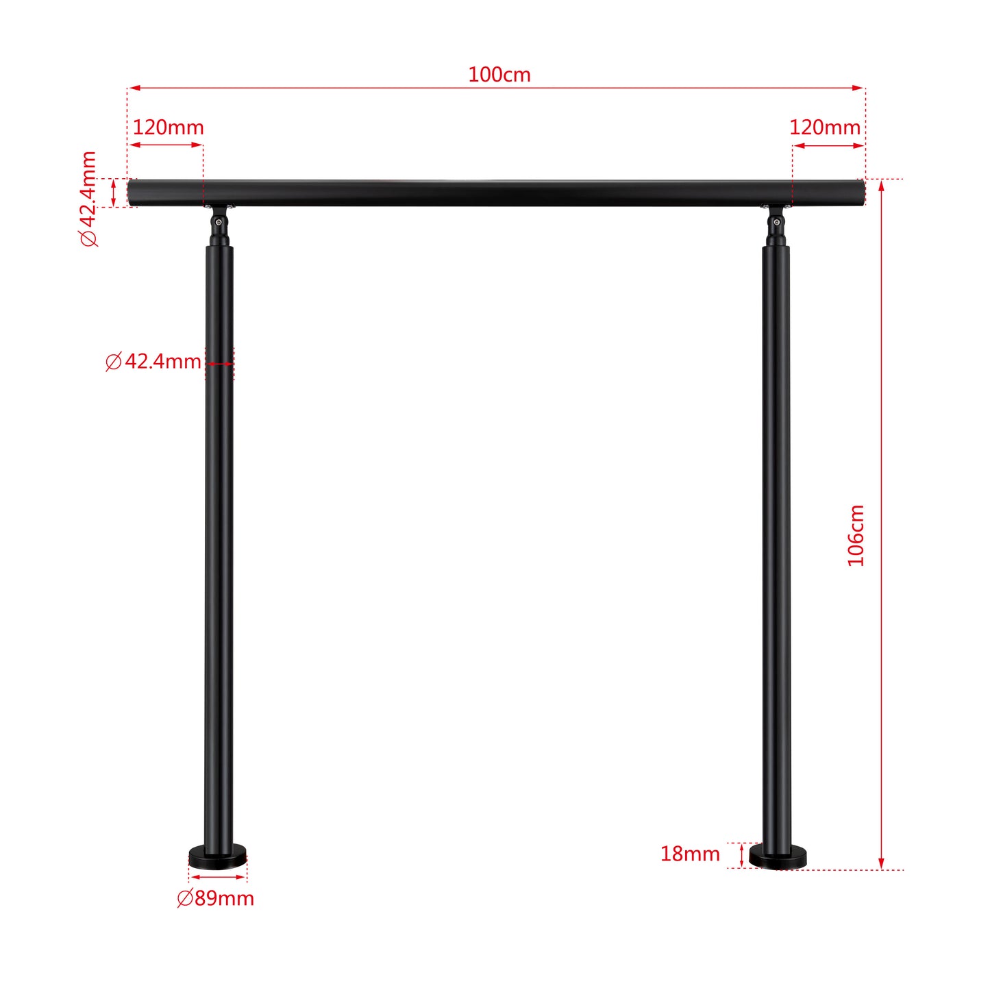 Brüstung Handläufe und Geländersysteme Geländer Treppengeländer Edelstahl Handlauf Balkongeländer Eingangsgeländer Schwarz