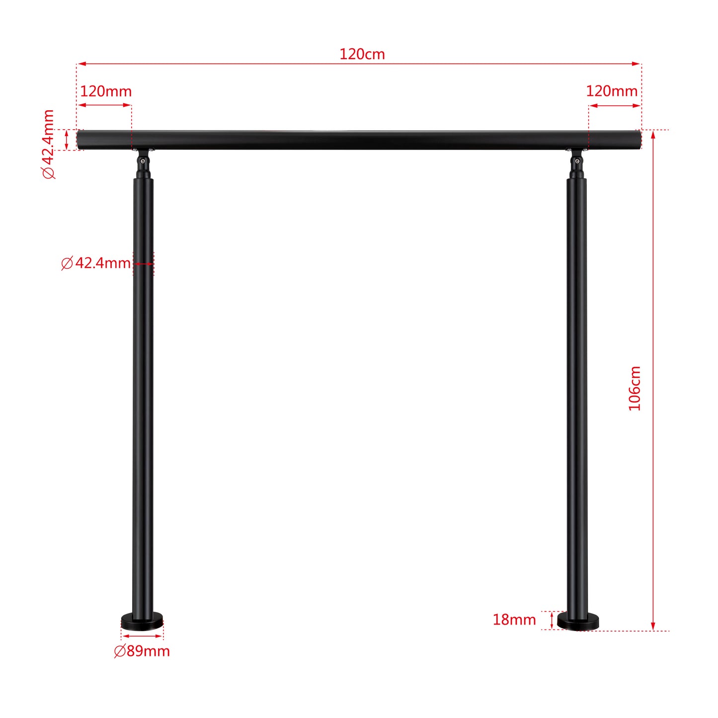 Brüstung Handläufe und Geländersysteme Geländer Treppengeländer Edelstahl Handlauf Balkongeländer Eingangsgeländer Schwarz