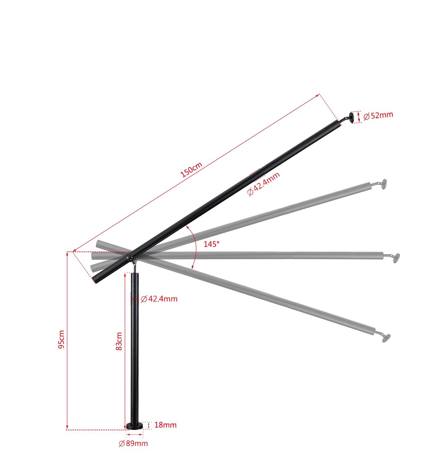 Brüstung Handläufe Geländersysteme Geländer Schwarz aus Edelstahl 304