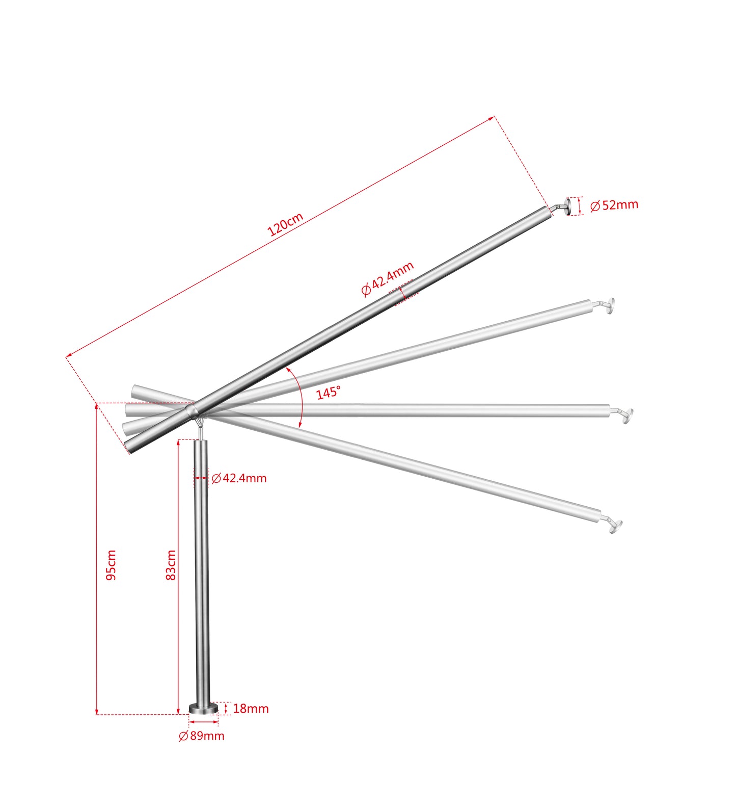 Brüstung Handläufe Geländersysteme Geländer Silber aus Edelstahl 304