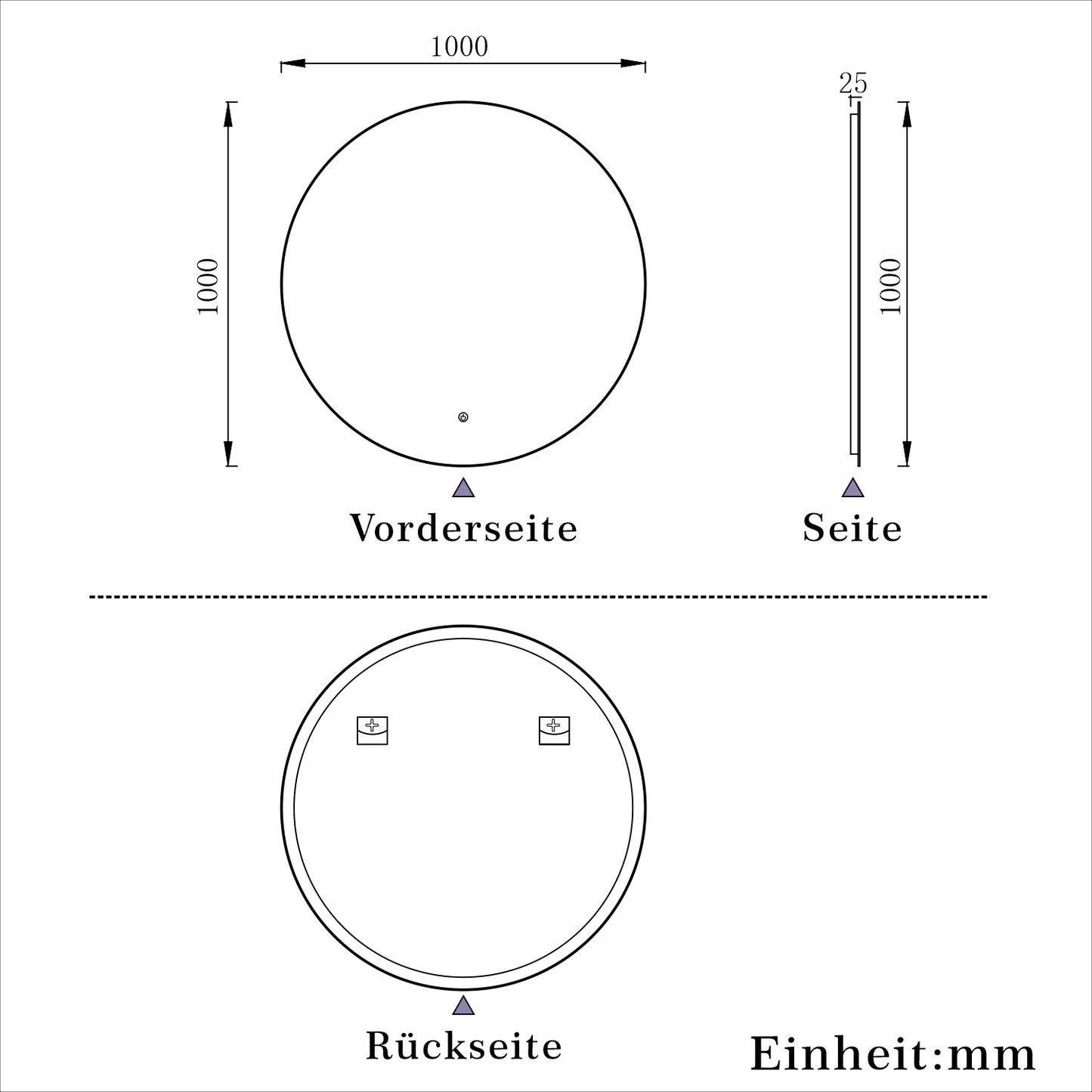 LED Badspiegel Rund 100cm Wand/Touchschalter Beschlagfrei Kaltweiß Dimmbar Badspiegel mit Beleuchtung Badezimmerspiegel Lichtspiegel IP44