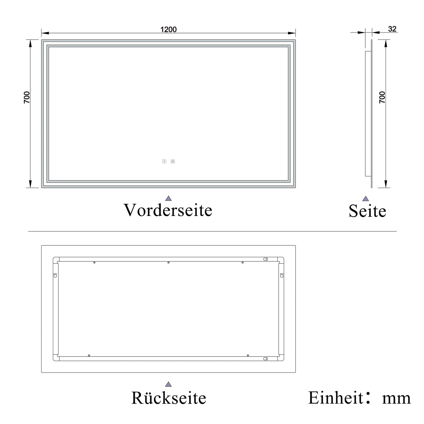 Badspiegel mit Beleuchtung 120x70cm LED Wandspiegel mit Touch und Bluetooth,Badezimmerspiegel Beschlagfrei 3 Lichtfarbe 2700-6500K Dimmbar,IP44