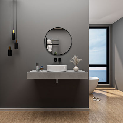 Rund Dekorativer Spiegel mit Aluminiumrahmen,Einfacher Wandspiegel schwarz