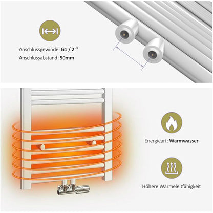 Design Handtuchwärmer Badheizung Handtuchtrockner Badheizkörper Weiss