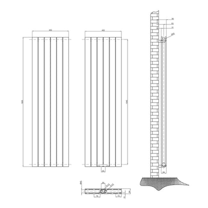 Design heizkörper flach 1600x450mm weiss Doppellagig