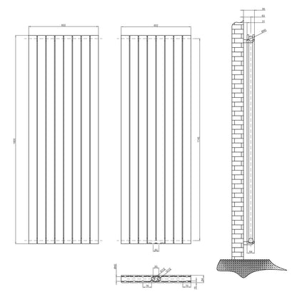 Design heizkörper flach 1800x602mm anthrazit Doppellagig