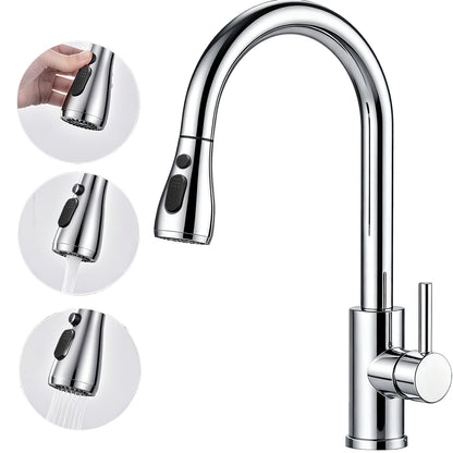 AICA Küchenarmatur mit ausziehbarem Auslauf, 360° Drehbar, 3 Modi – Edelstahl in verschiedenen Farben